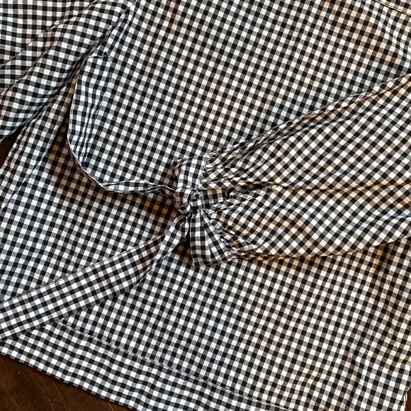 GAP gingham check square neck ruffled tie sleeve top size XS - Picture 4 of 8
